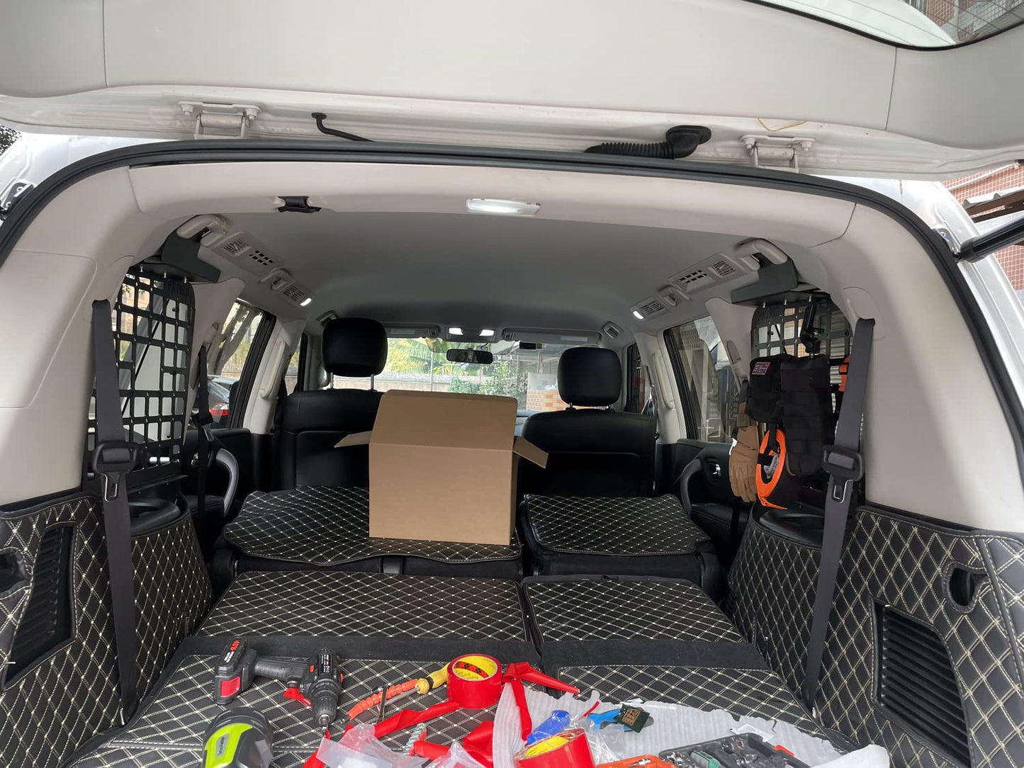 ITrims Trunk Organizer for Nissan Armada Patrol Y62 2017-2024 Car Accessories Cargo Rack Basket Interior Luggage Carrier Modular Storage Molle Panel Shelf Hanging Boards Kit (Side)