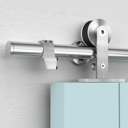HAHAEMAIL 6.6FT Top Mount Stainless Steel Sliding Barn Door Hardware Track Kit, Heavy Duty, Anti-Rust, Slide Smoothly Quietly Easy Instal 6.6FT Track Kit for 36"~40" Wide Single Door