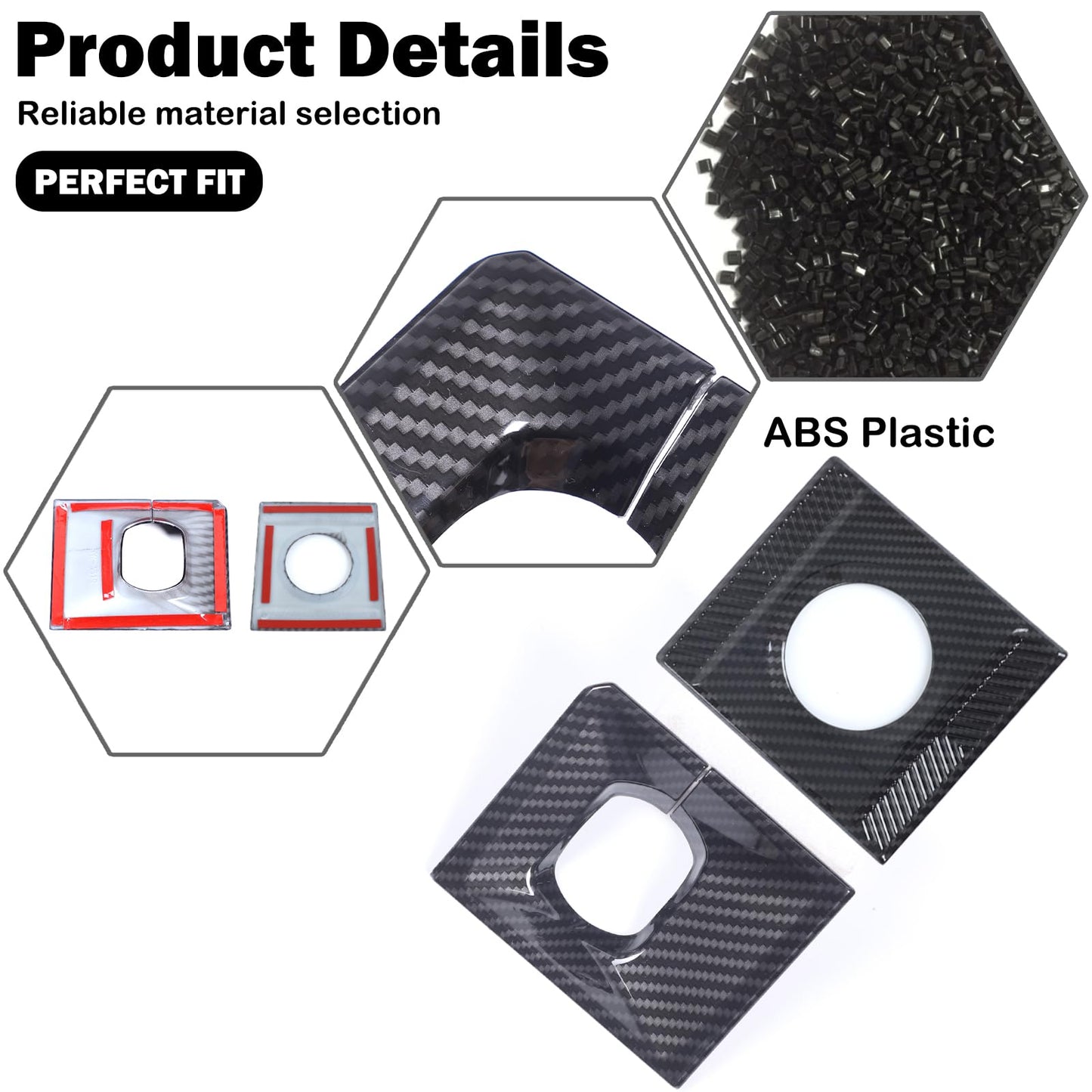 Suetlcoity for Hummer EV Accessories Gear Shift Frame Cover Trim 2PC for Pickup SUV 2024-2025 Hummer EV Center Consoles Gear Box Shift Knob Panel Frame Cover Decorative (Carbon Fiber Pattern)