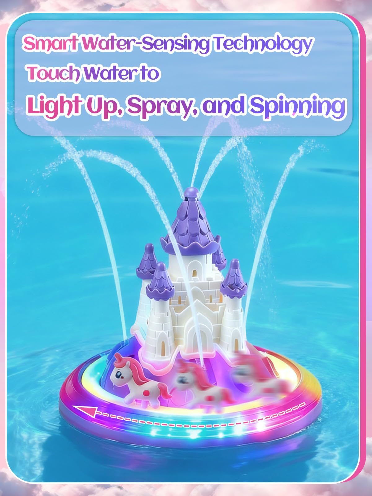 Light up Baby Bath Toys Birthday Gifts- LED Color-Changing Lights & Automatic Water Spray, Fun Bathtub Water Toys for Kids Ages 1-3 Toddlers, Purple