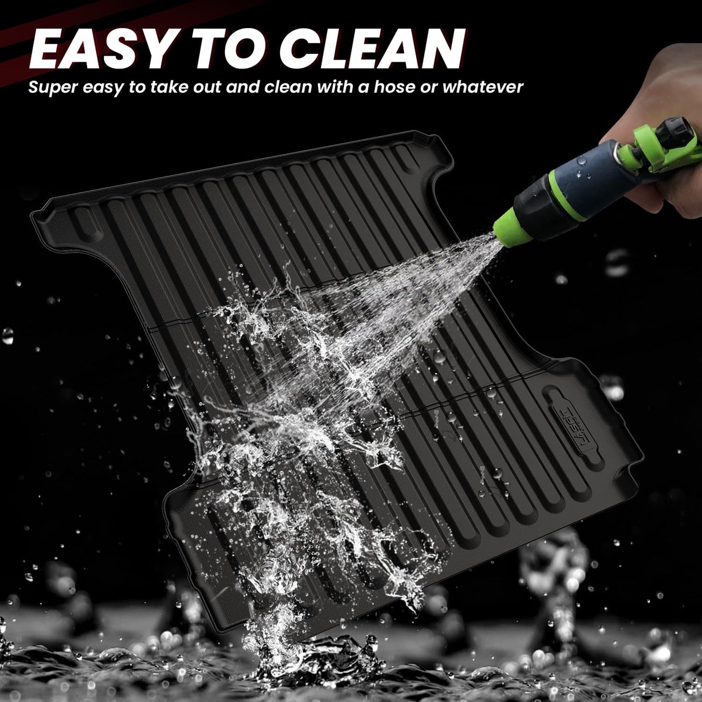 LASFIT 5.7FT Truck Bed Mat for Ram 1500/1500 RHO 2019-2026 & RAM 1500 Classic 2019-2024 Short Bed (5FT7 / 67.4inches) Not for Rambox, All Weather Custom Fit Truck Cargo Bed Liner, Black