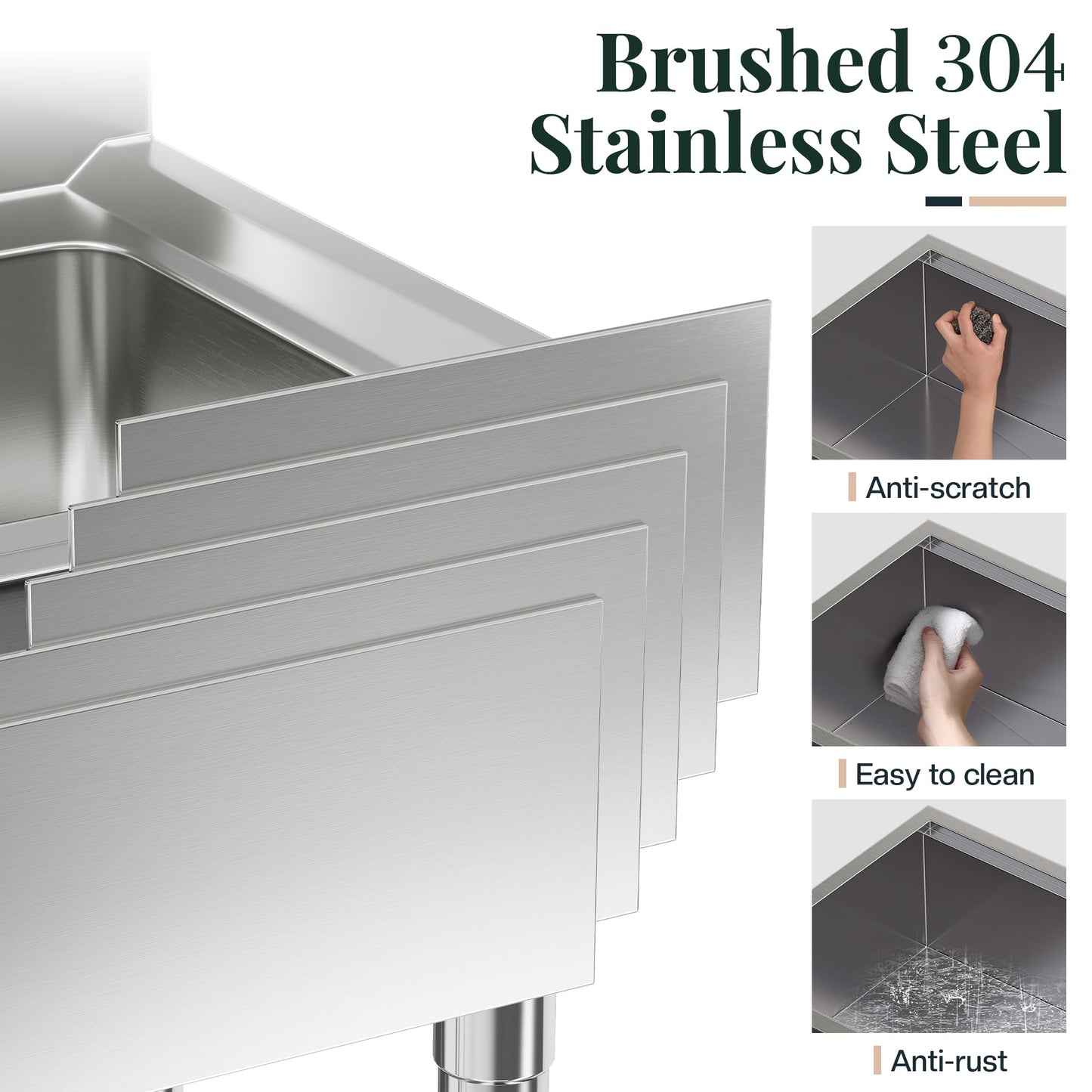 Jocisland 32x19 Inch Undermount Kitchen Sink Workstation, 16 Gauge 304 Stainless Steel Single Bowl Kitchen Sink with Cutting Board, Drying and Roll-Up Accessories and Drain Assembly