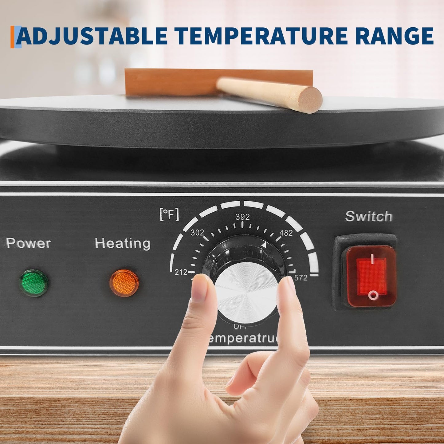 Electric Crepe Maker,1700 w 110 v Flat Plate Crepe Griddle with Temp Control,Non-Stick Commercial Crepe Machine for Home and Commercial Use