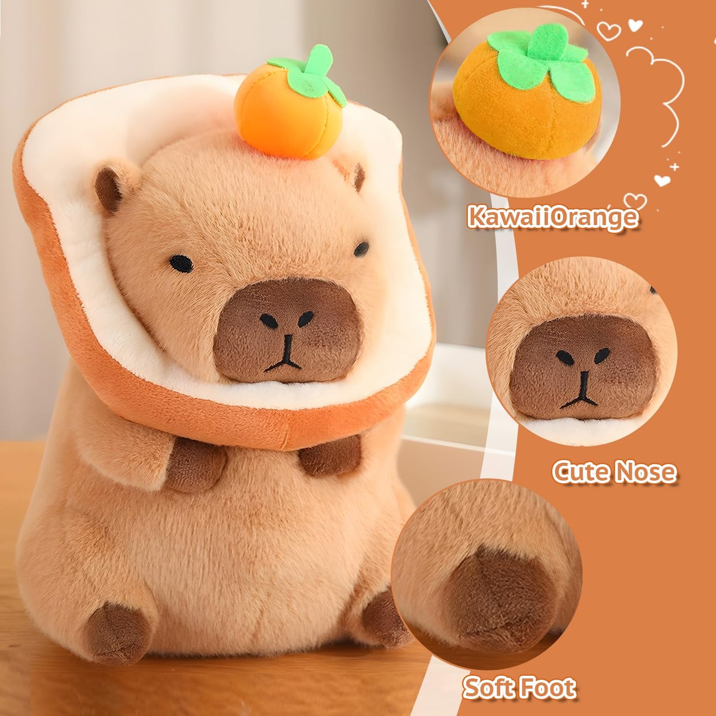 NXNYNZ 12 Inch Cute Capybara Plush Kawaii Soft Capybara Plush Doll Pillow with Bread Capybara Stuffed Aniamls Toys for Girls Children Adults Birthdays Valentines Gift (Capybara Stuffed Animals)