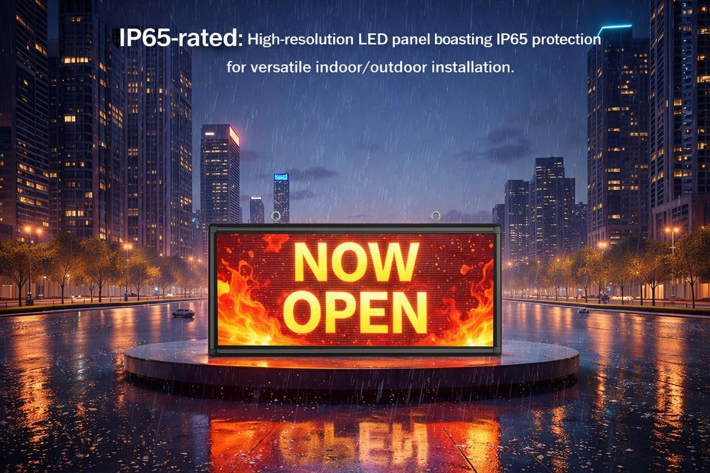 P6 Outdoor Full-Color LED Scrolling Sign, 40″ × 18″Programmable Digital Display Board with WiFi & USB Control, Waterproof LED Sign for Business Advertising