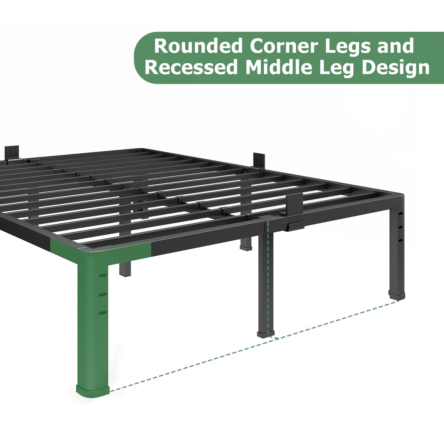 NKZ 18 Inch Metal Platform Bed Frame, King Size Bed Frame with Round Corner Legs, 3,500 lbs Heavy Duty Steel Slats Support, No Box Spring Needed, Easy Assembly, Noise Free