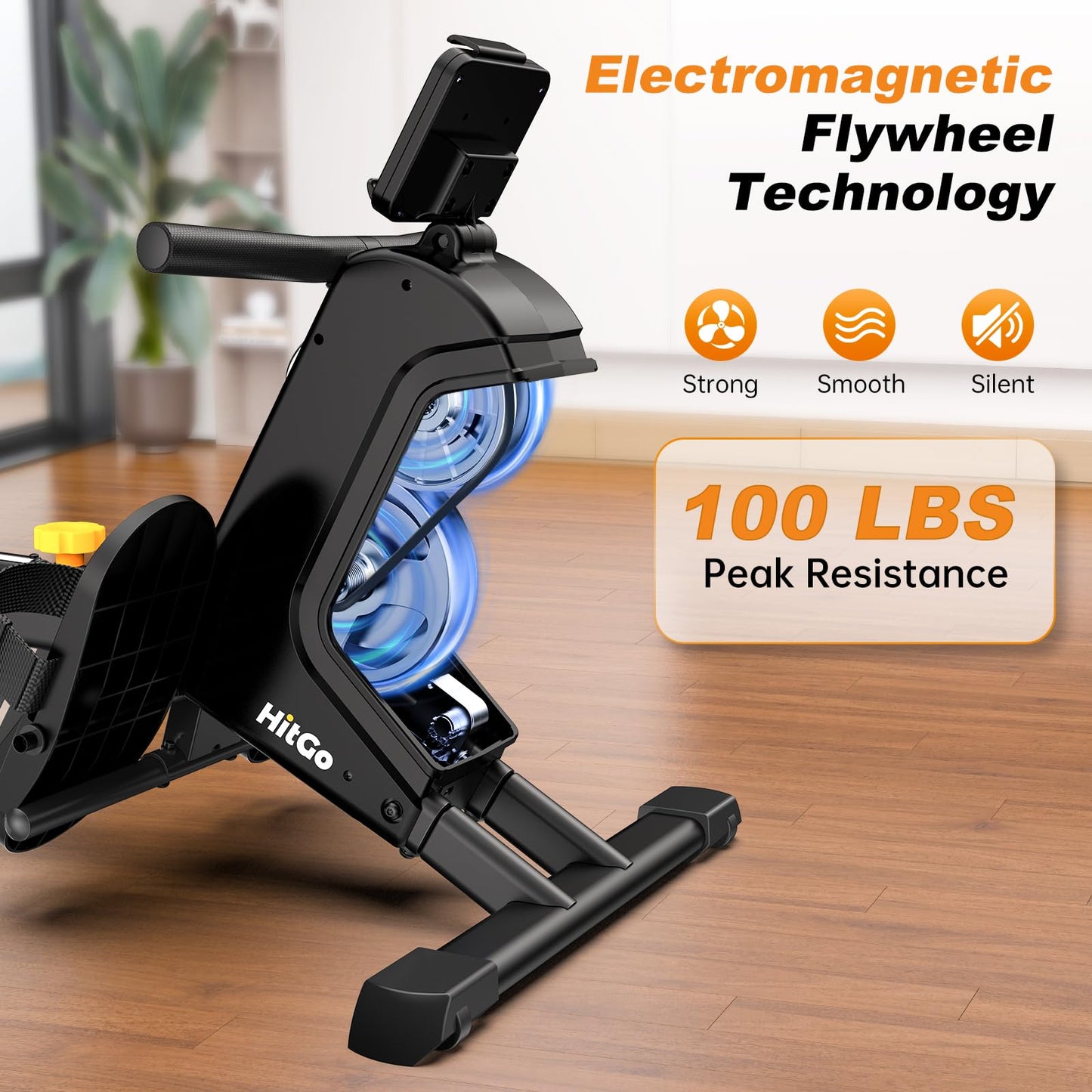 Magnetic Rowing Machine with 32-Level Electromagnetic Resistance, Dual Rail Design, Smart LED Feedback & App Integration, Foldable Quiet Rowing Rower for Home Gym
