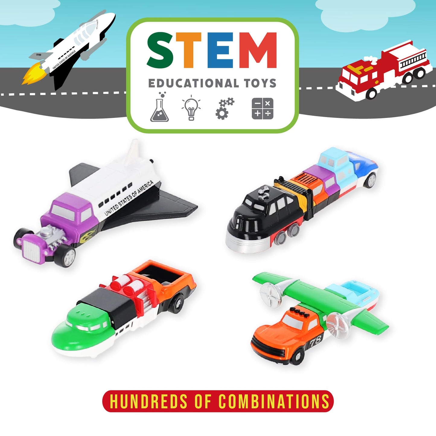 Popular Playthings Magnetic Vehicles for Toddlers 1-3, Mini Mix or Match Car Toys, Set of 9 Gift for Kids - Vehicles