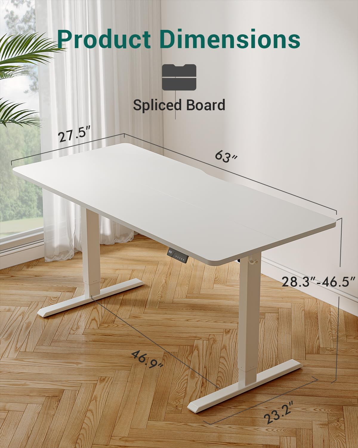 CubiCubi 63 x 28 Large Standing Desk, Height Adjustable Electric Computer Desk, 28" Deep Desktop, Sit Stand up Home Office Workstations with 4 Preset Heights, White