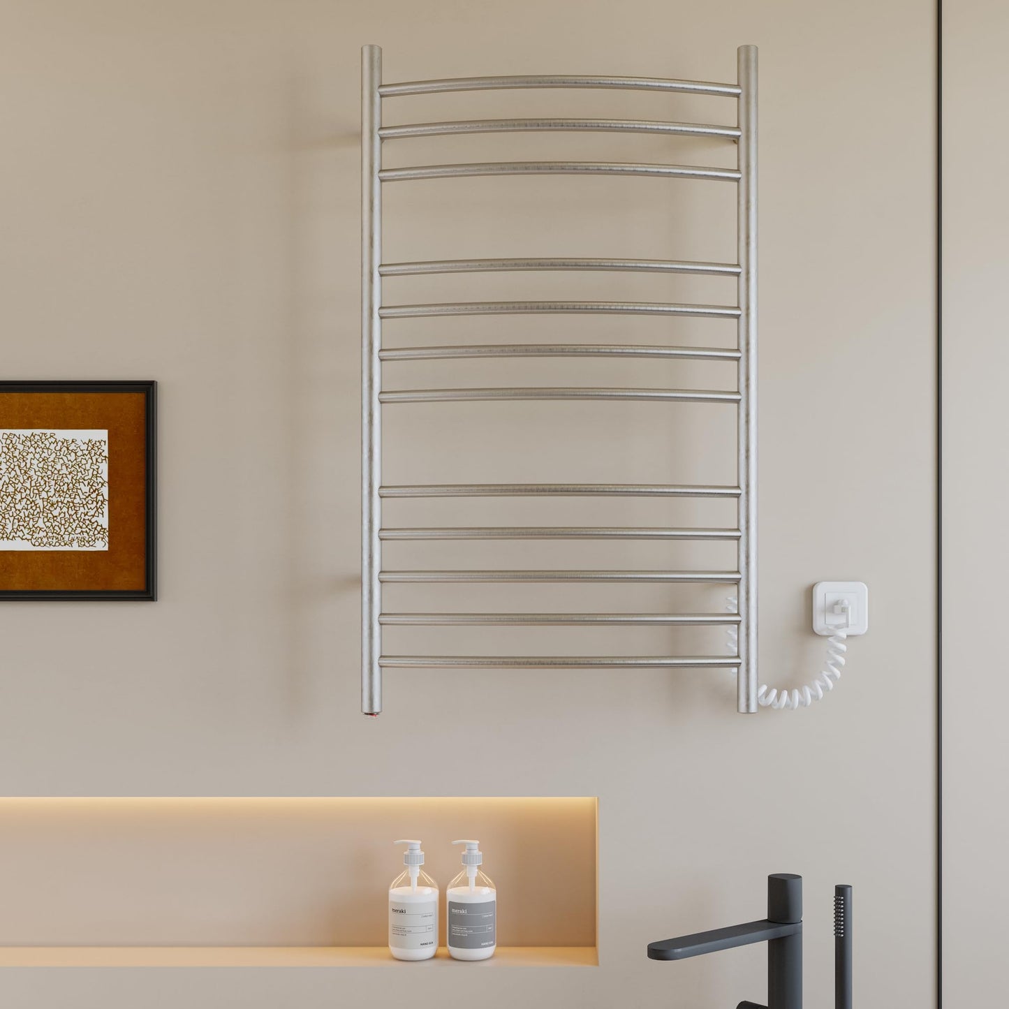 HEATGENE Towel Warmer Wall Mount Electric Plug-in/Hardwired Heated Towel Rack Brushed