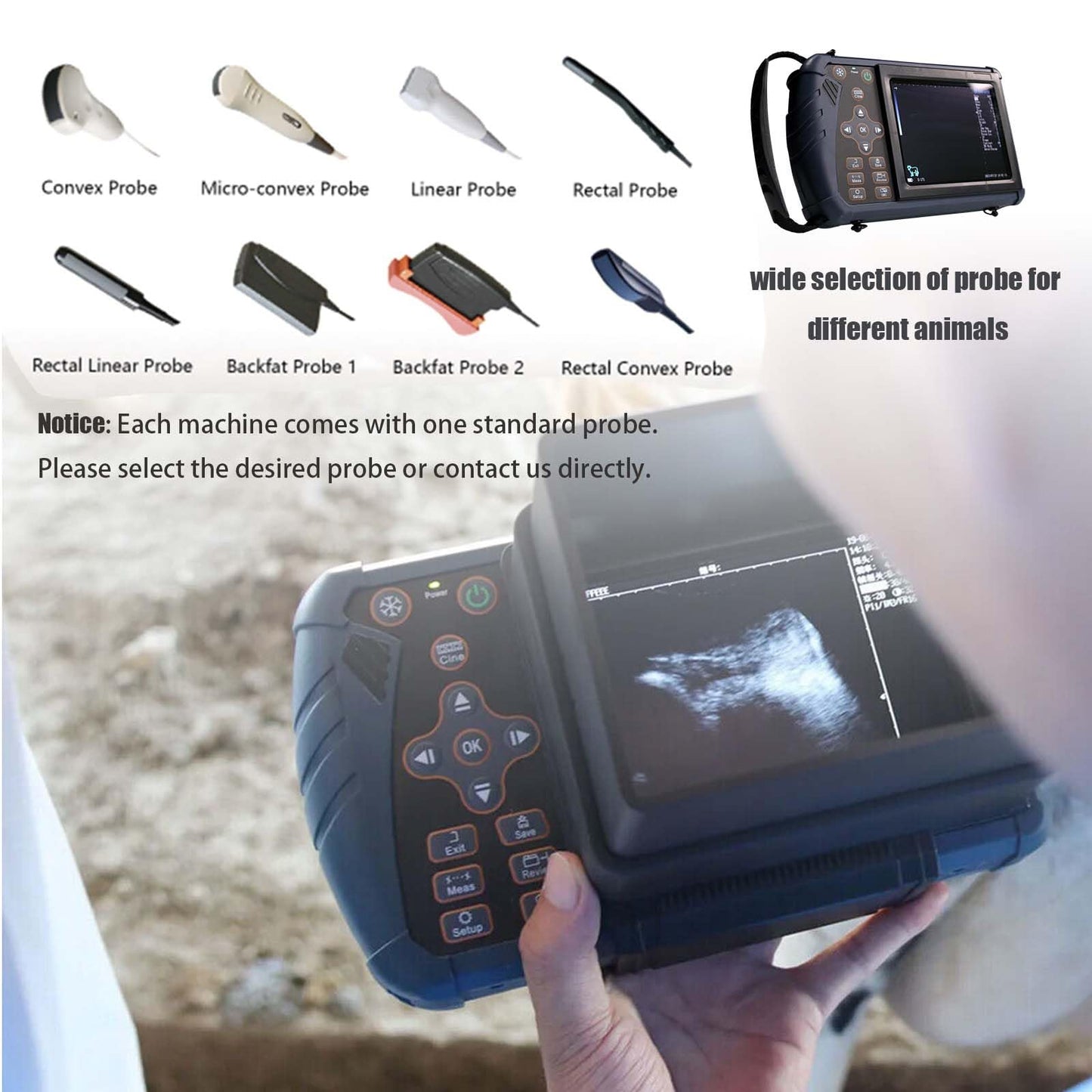DAWEIanimed DAWEI Portable Ultrasound Machine Vet Ultrasound Scanner for Pregnancy with 3.5Mhz Rectal Convex Probe for Hoese,Cattle,Cow,Goat,Pig Livestock