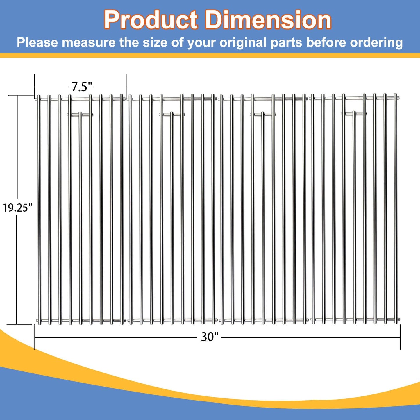 Derurizy 16631 16520 Heat Plates, 4 Pack 23301 Cast Stainless Steel Grill Burner Tubes and 4 Pack 16517 Cooking Grates Replacement for Bull Flame Tamer, Bull 26038 26039 47629 69008 16561 Bull Angus