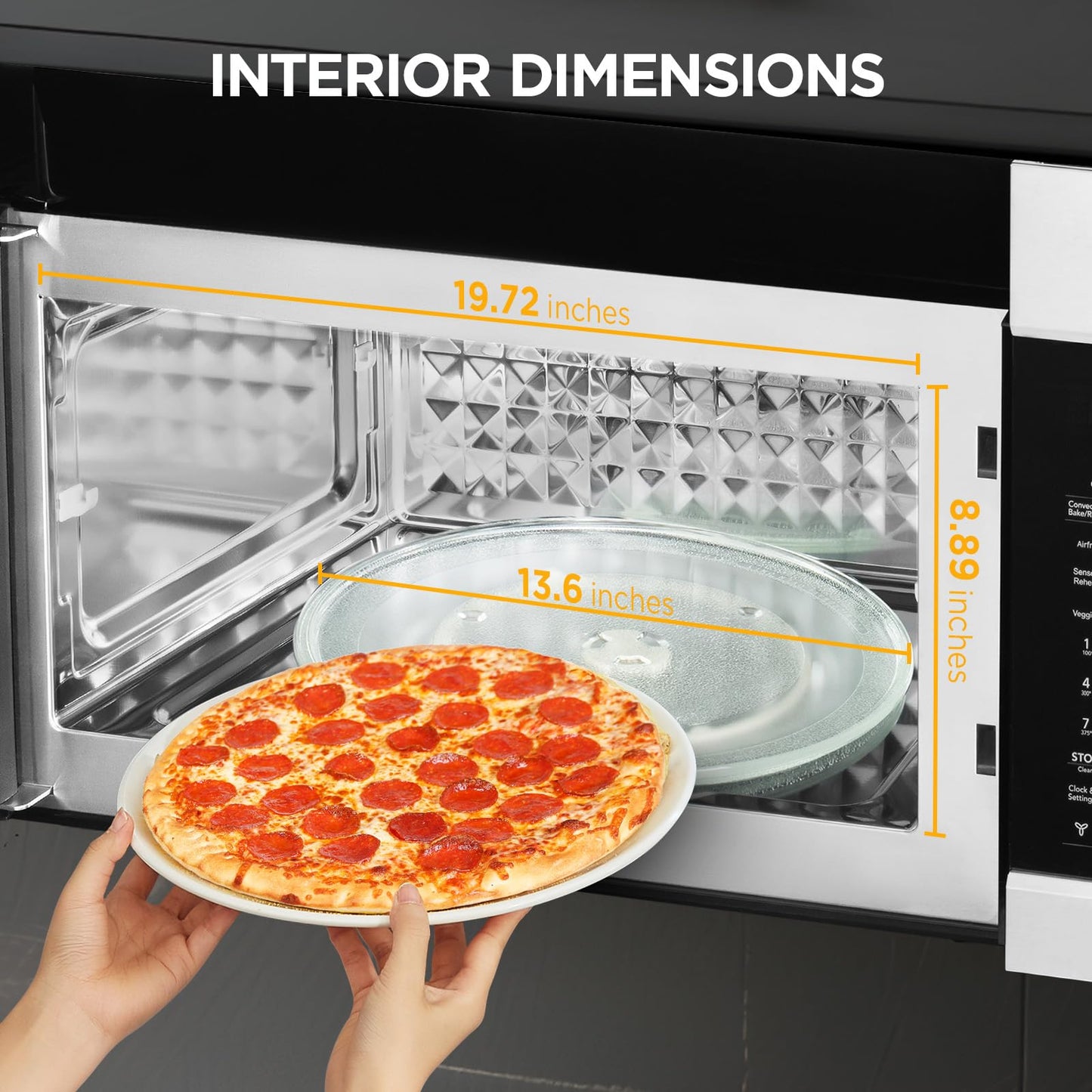 BLACK+DECKER Over the Range Microwave Oven with Air Fryer, Convection, and Bake Modes, 1.5 cu.ft., Stainless Steel, 900 Watts, EC942K6CE-SS