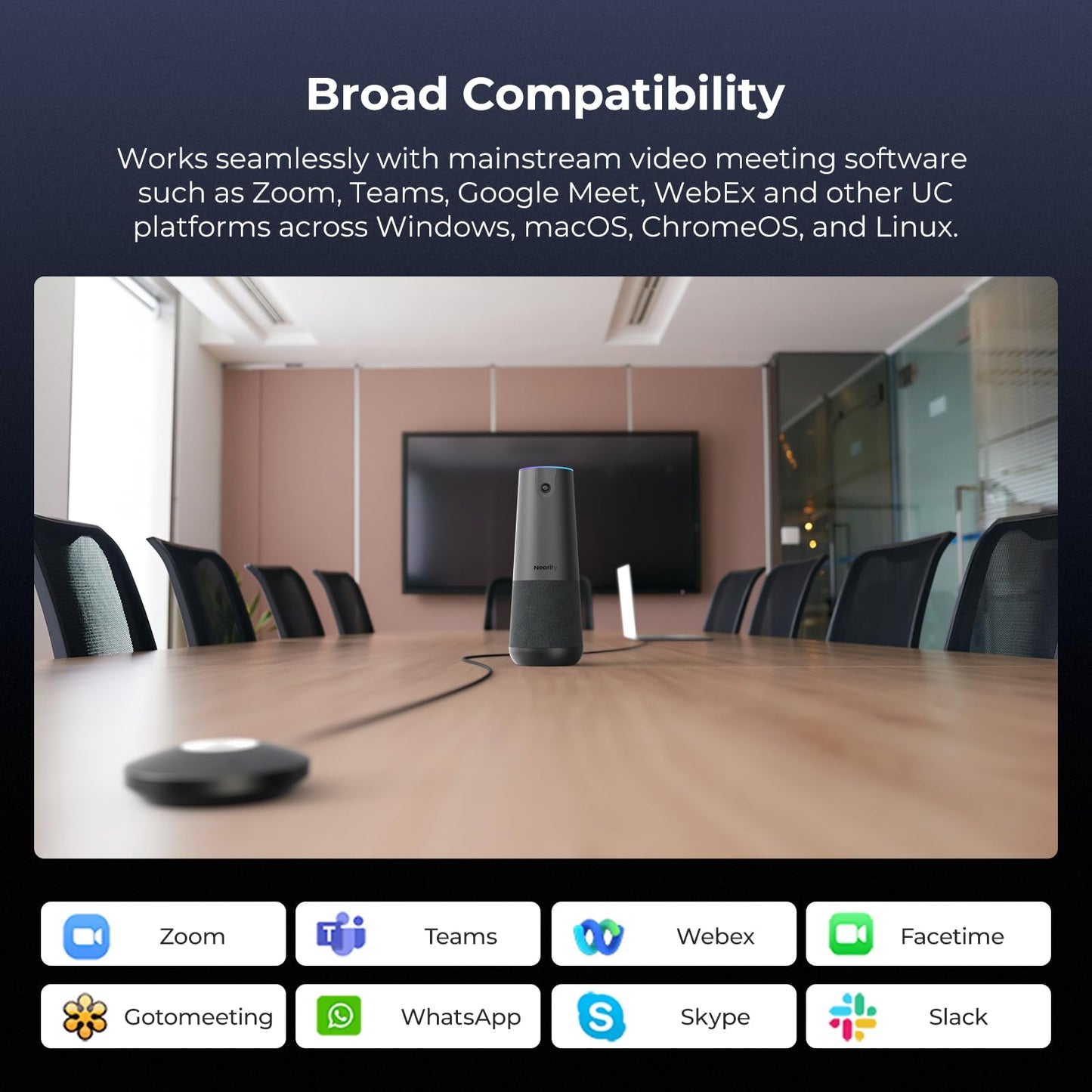 NEARITY 120 Max 4K Video Conference Camera with Microphone and Speaker, 8MP CMOS Video Conferencing System, 5X Zoom, Auto Framing, 4 Noise Cancelling Mics, 42ft Voice Pick Up for PC/Laptop/Smartboard