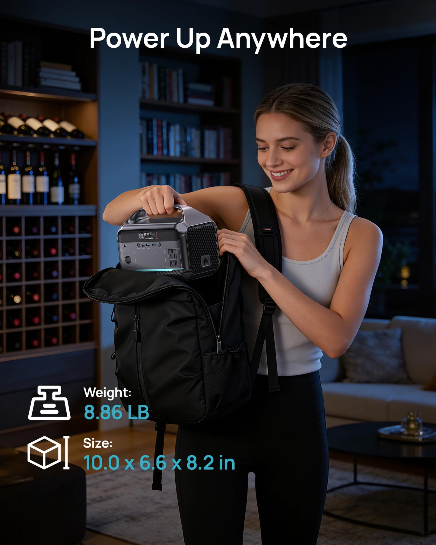 DARAN Portable Power Station 600W (1200W Peak), 288Wh (90,000mAh) Solar Generator LiFePO4 Battery with AC DC Outlets, 2hrs Fast Charging, 7-Port Design for Emergency, Hurricane (Solar Optional)