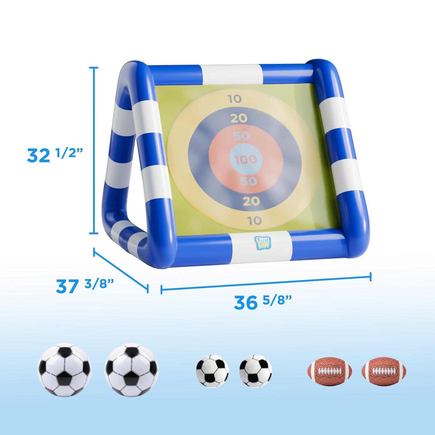 Funscape Kids Soccer Pool Toy, 2-in-1 Inflatable Float Soccer Goal & Ball Toss Water Game, Toddler Outdoor Football Backyard Game, Summer Beach Pool Party Gift 3 4 5 6 7 8 10 12 Year Old Boy Girl Teen