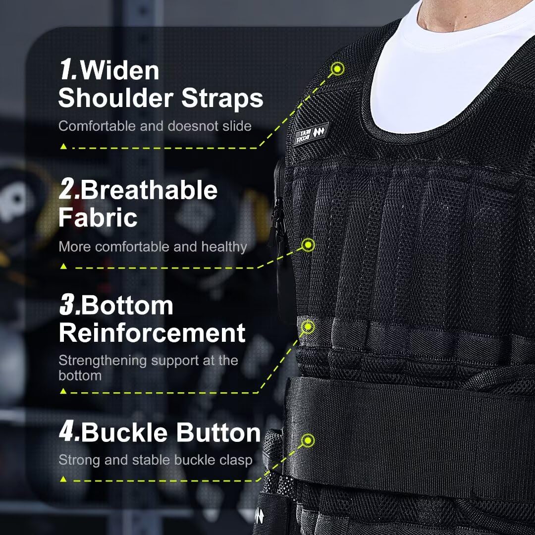 BeatBoost Weighted Vest Men 40 lb Adjustable Weight Vest with Wrist Ankle Weights Steel Plates Weights for Walking Strength Training Running Workout