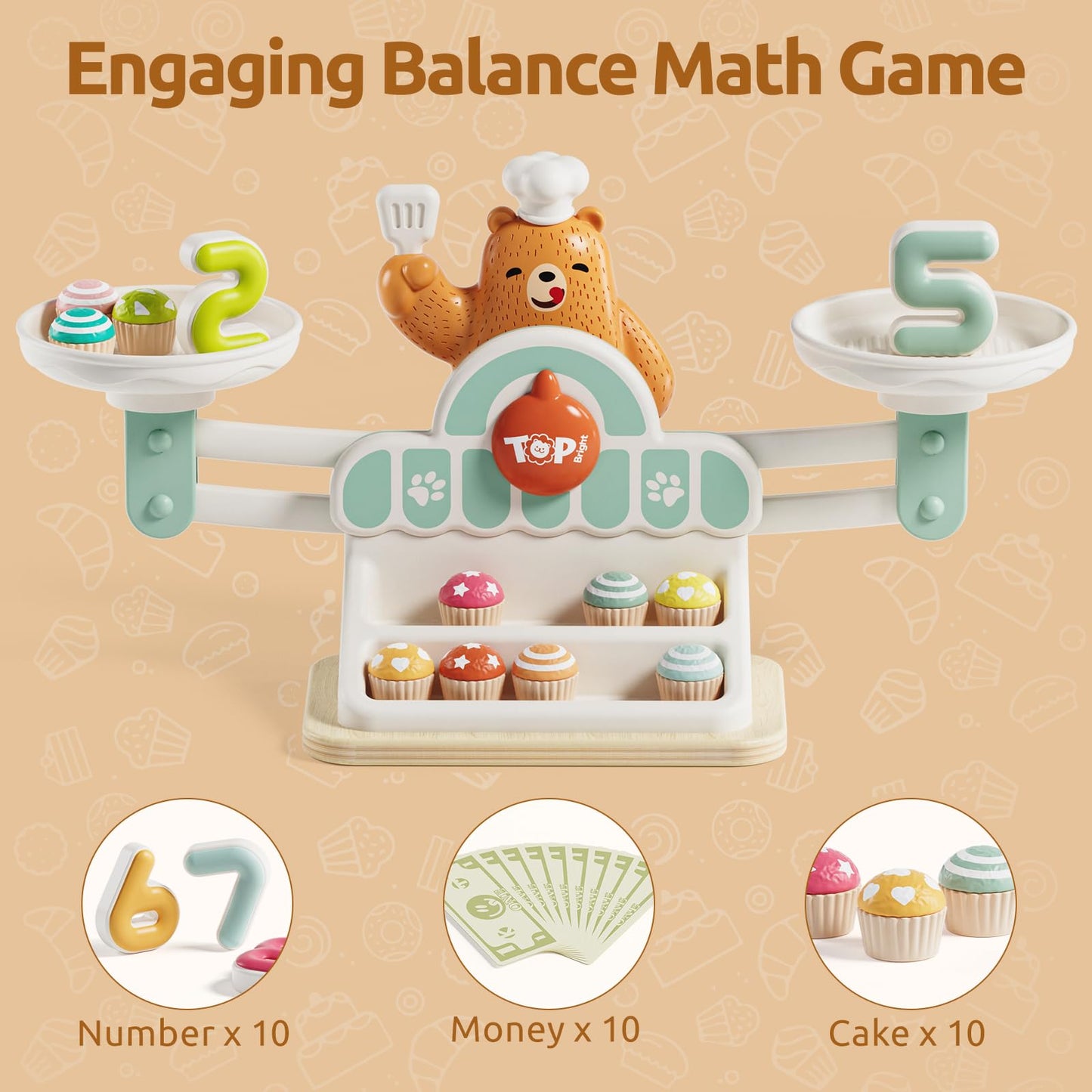 TOP BRIGHT Balance Math Game for Kids - STEM Toys for 3 Year Old Girls Boys Gifts, Balance Counting Toys Educational Kindergarten Preschool Learning Toys for Age 3 4 5