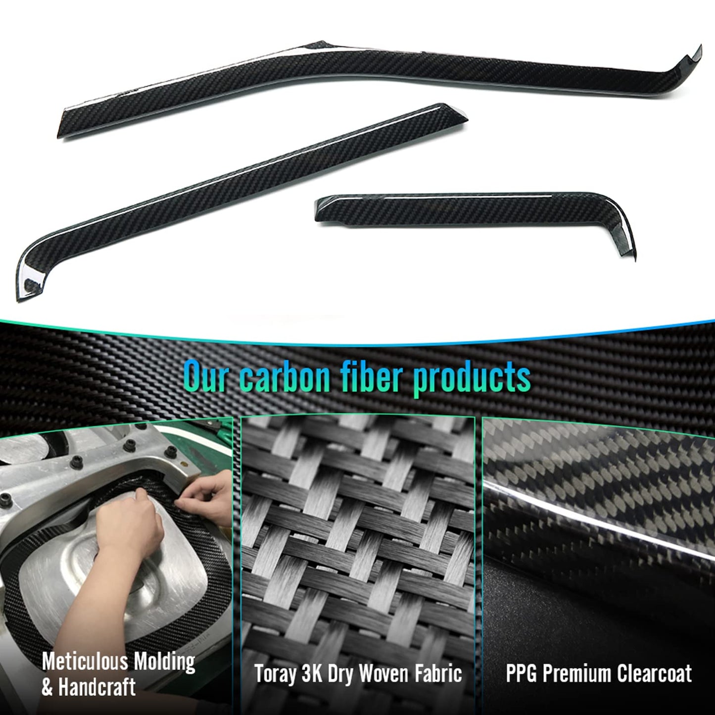Genuine Carbon Fiber Dashboard Strip Trim for Corvette C8 Z51 Z06 ZR1 Coupe Convertible 2020 2021 2022 2023 2024 2025, Central Console Dash Board Cover (Black Carbon Dashboard Panel Trim)