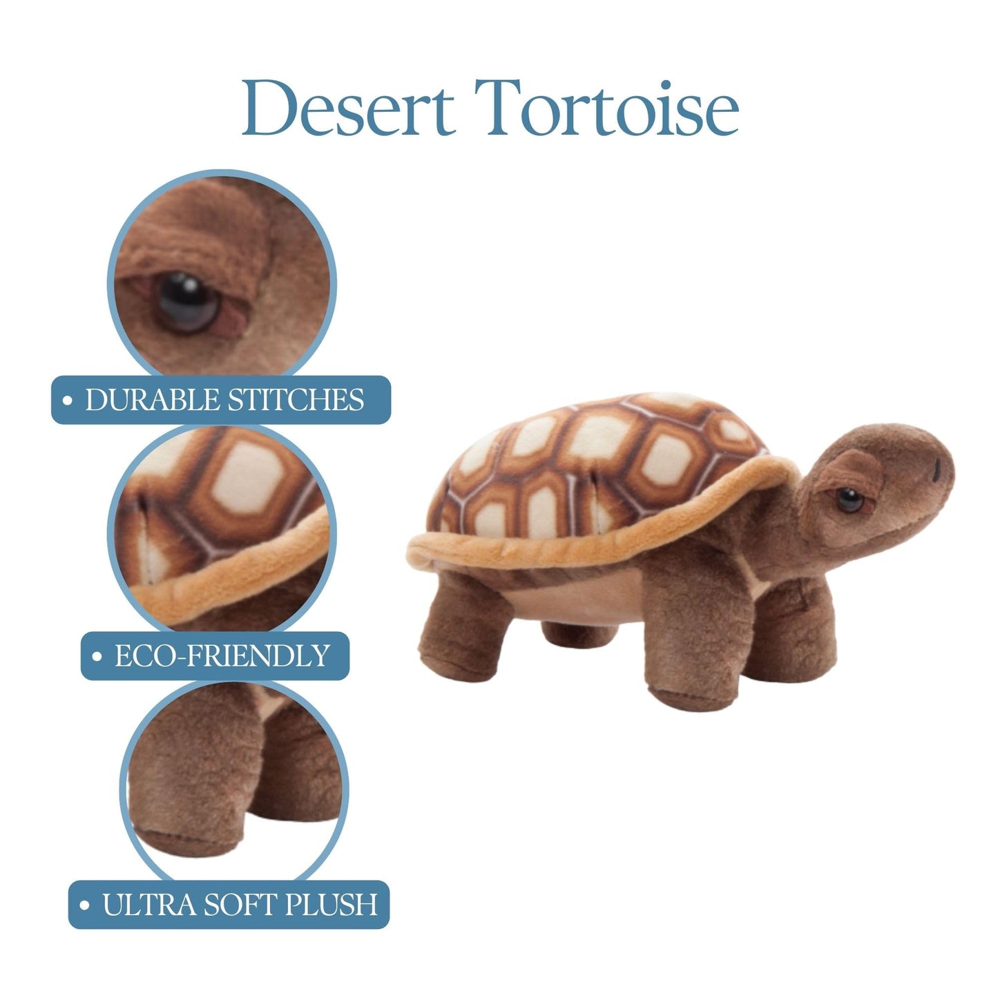 The Petting Zoo Desert Tortoise Stuffed Animal Plushie, Gifts for Kids, Wild Onez Wildlife Animals, Desert Tortoise Plush Toy 9 Inches