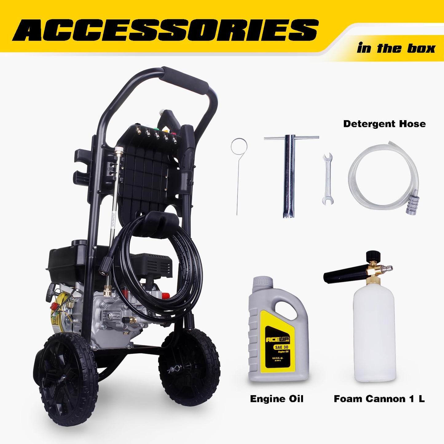 Aceup Energy 3400 PSI Gas Pressure Washer 2.6 GPM 212cc High Pressure Power Washer for Garden, Cars, Wall