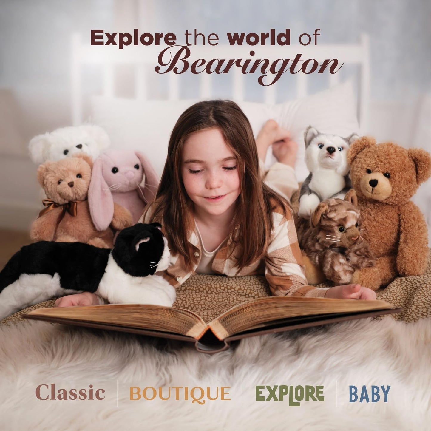 Bearington Bunny Plush Stuffed Animal - 10" Soft Taupe and White Rabbit Toy with Fluffy Fur and Long Ears - Cute Easter Bunny Plushie Gift for Kids, Toddlers, and Babies - Soft Rabbit Toy for Spring
