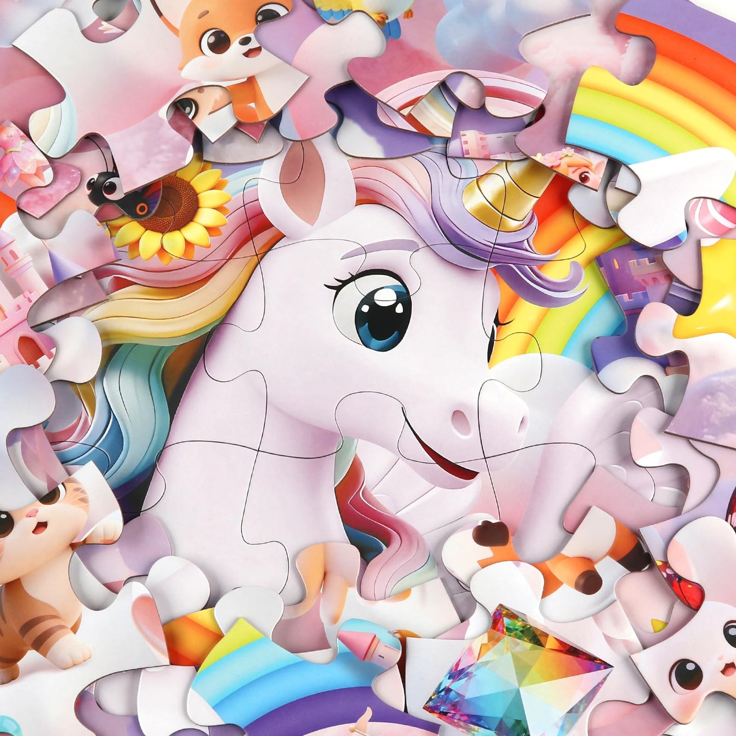 Jumbo Floor Puzzle for Kids,48 Piece Unicorn Large Jigsaw Puzzles,Cute Puzzle for Toddler Ages 3-5,Fun Educational Toy Easter Gift for Boys & Girls Ages 4-8