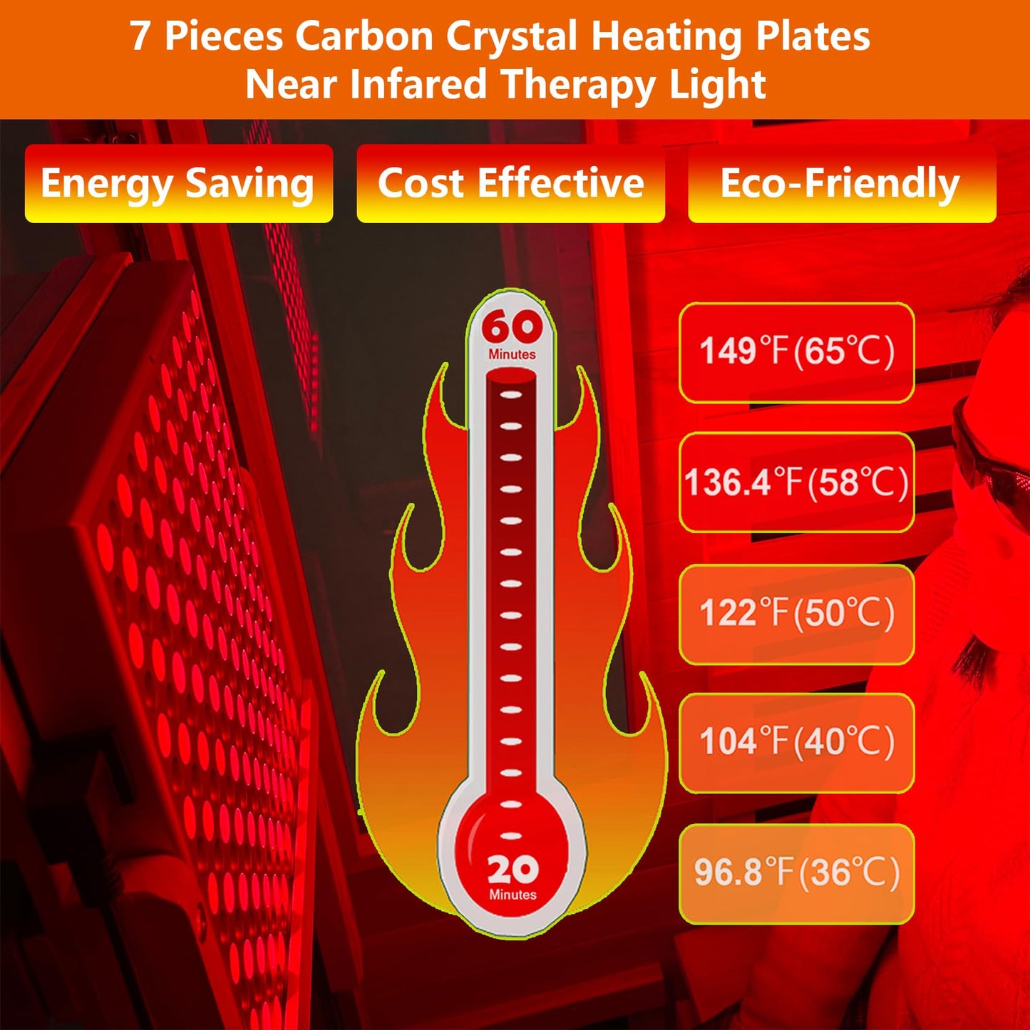 mikibama Infrared Sauna for Home, 1 Person Home Sauna with Red Light Therapy, Wooden Dry Saunas Room with 7 Carbon Heaters, 1170 W/115V, LCD Control Pannel for Home Spa
