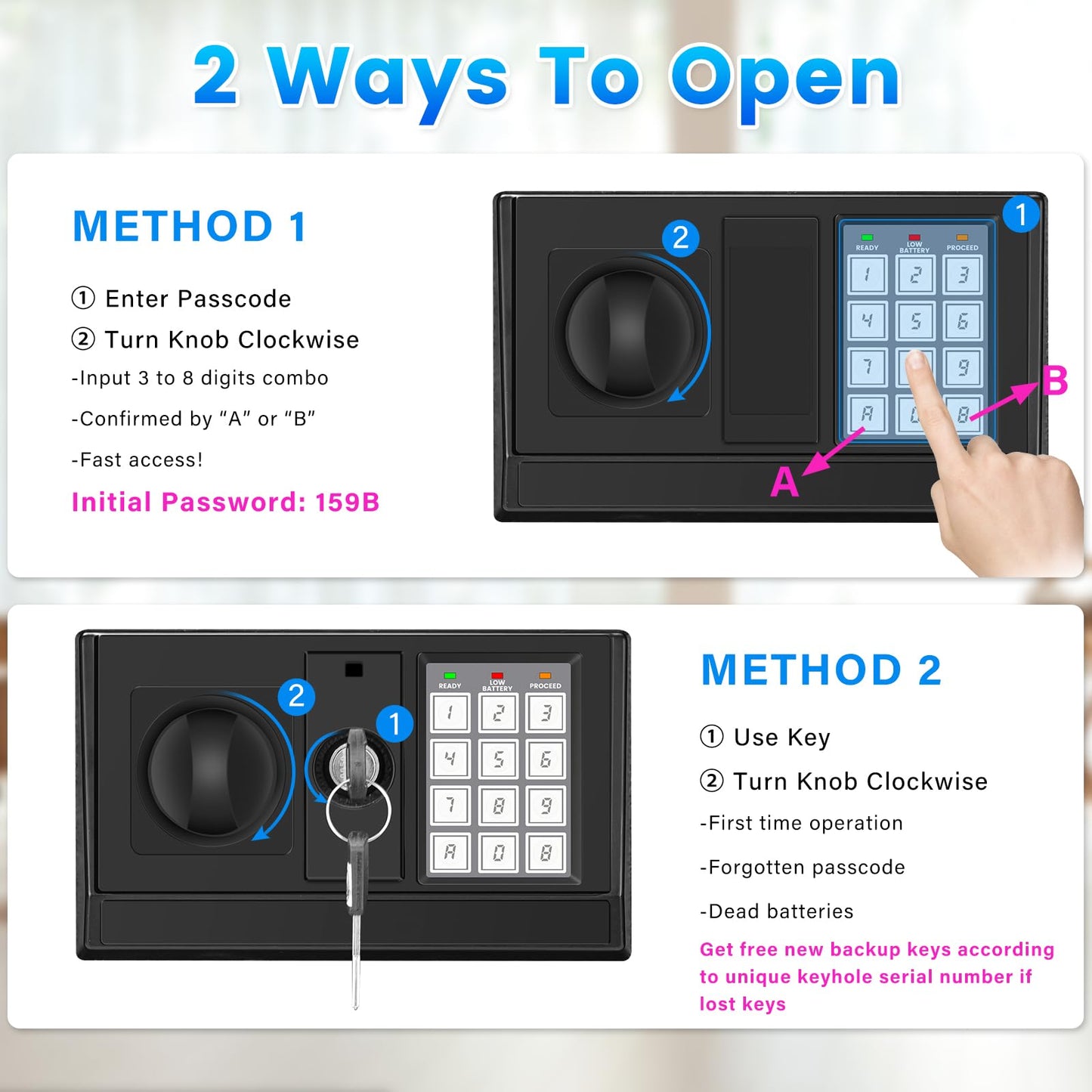 19.69 Inches Tall Safe Box, 3.3 Cuft Home Safe with Fireproof Waterproof Bag, Anti-Theft Digital Security Lock Box with Smart Alert System, Removable Shelf, Mute Function, Document Safes for Jewelry