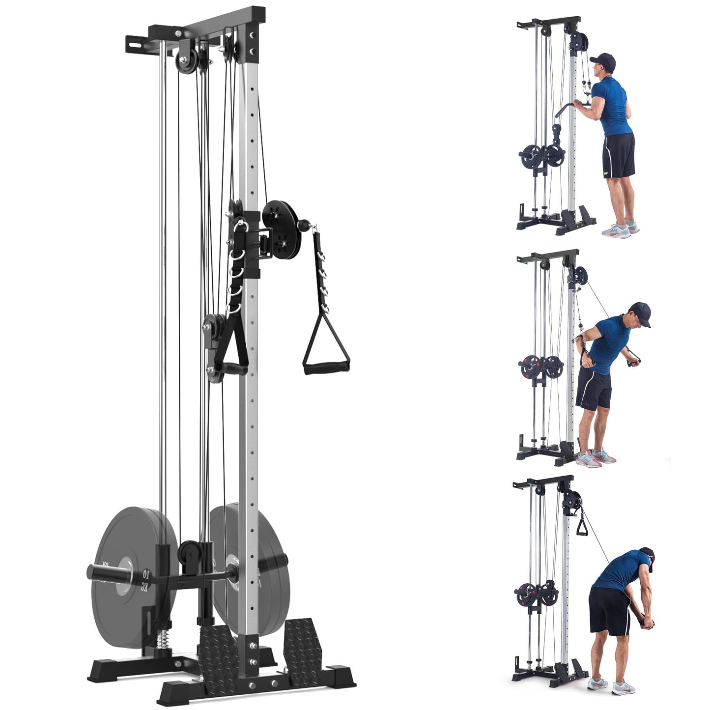 Wall-Mounted LAT Pulldown & Cable Machine – Dual Pulley System – 20 Height Settings – 400 Lbs Capacity – Full-Body Home Gym Trainer – Space-Saving Design