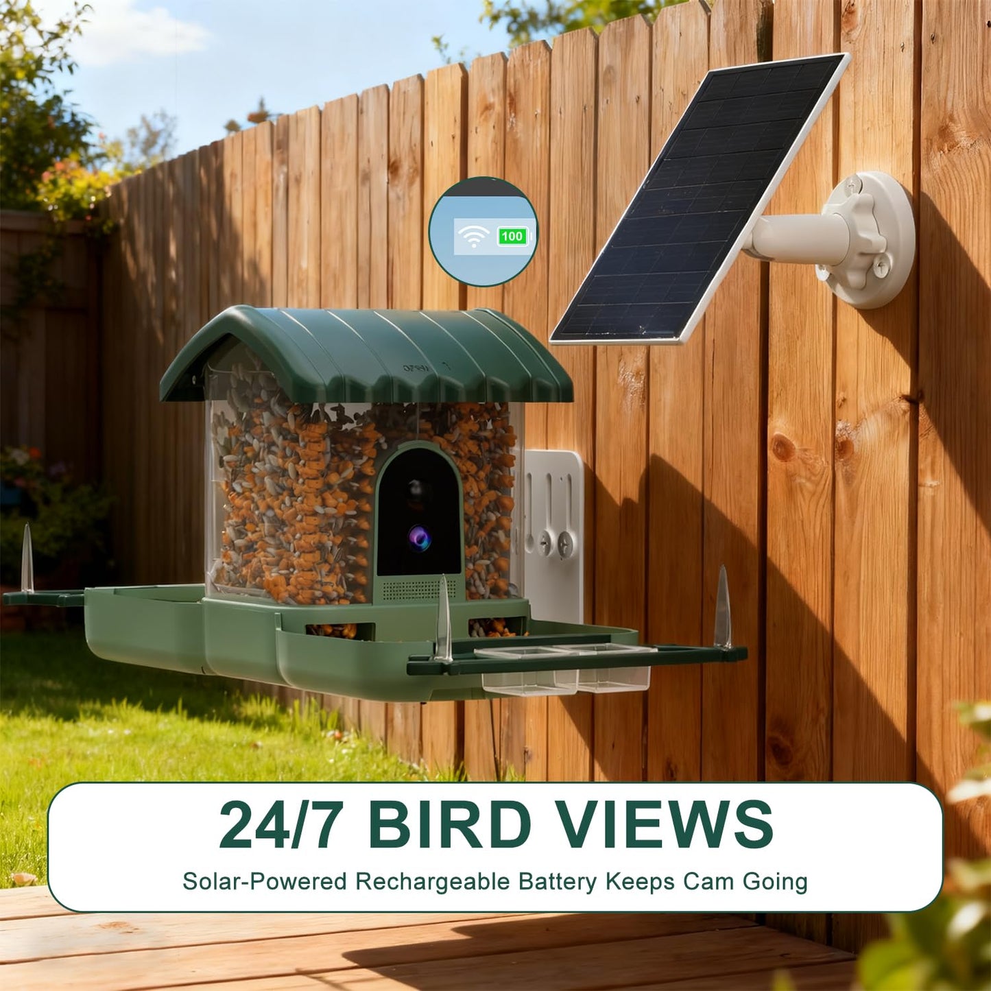 Dual-Lens Smart Bird Feeder with Camera & Bird Bath 2-in-1 Combo, 2K HD Video Real-Time View & Motion Playback, Waterproof, Solar Powered, AI Recognition, Auto Capture, Ideal Gift & Backyard Decor