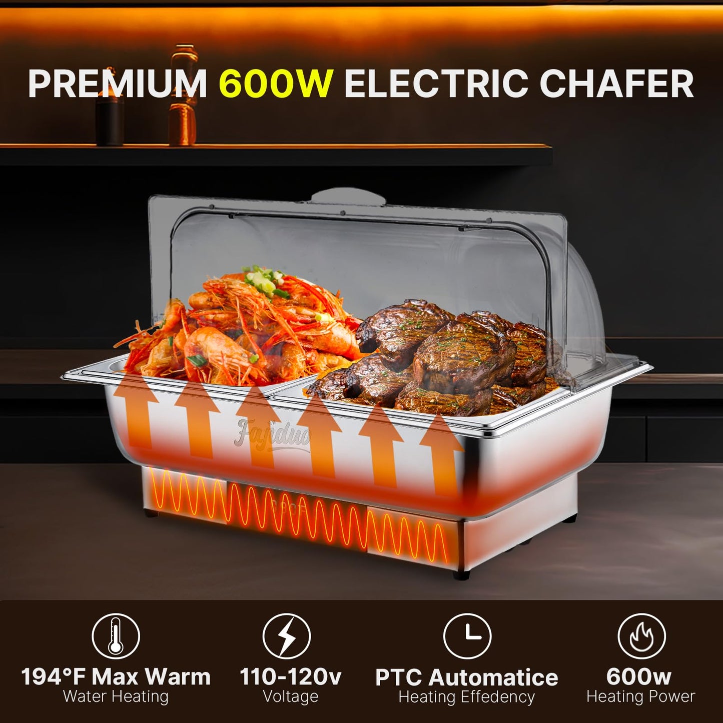 Electric Chafing Dish, 2X4.5QT Buffet Servers and Warmers, Stainless Steel Chaffing Dishes with Temperature Control Display, Commercial Food Warmers for for Parties, Catering, Buffets