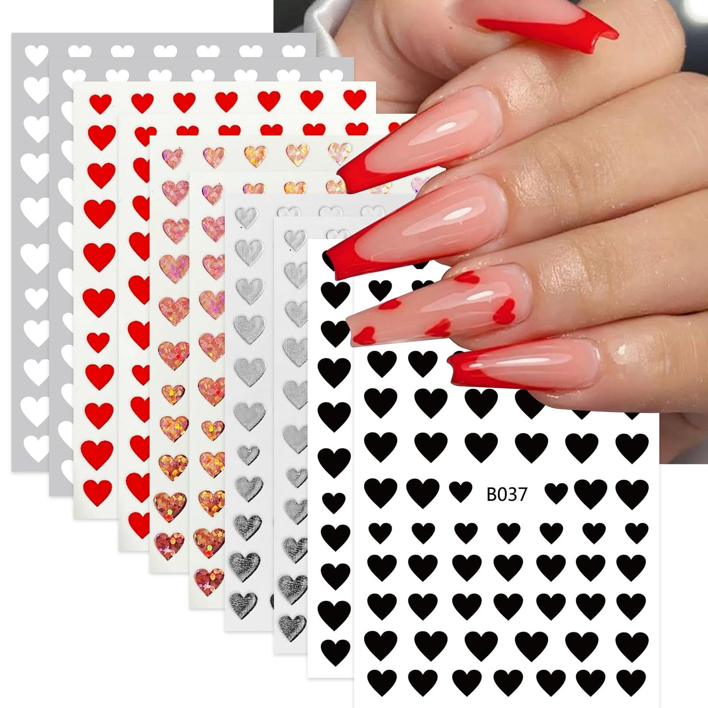 Letters Nail Art Stickers English Alphabet Nail Decals 3D Self-Adhesive Metallic Gold Silver Nail Sticker Black Alphabet Nail Art Supplies for Women Girls DIY Nail Decoration Manicure 8 Sheets