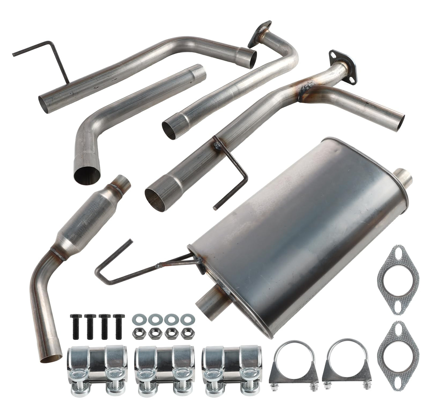 SleYuYir Exhaust Resonator Muffler Tail Pipe Exhaust Kit Compatible with Nissan Frontier 4.0L 2005-2019 Stainless Steel | Northeastern Exhaust | Free Gaskets and Clamps Included | Direct-Fit