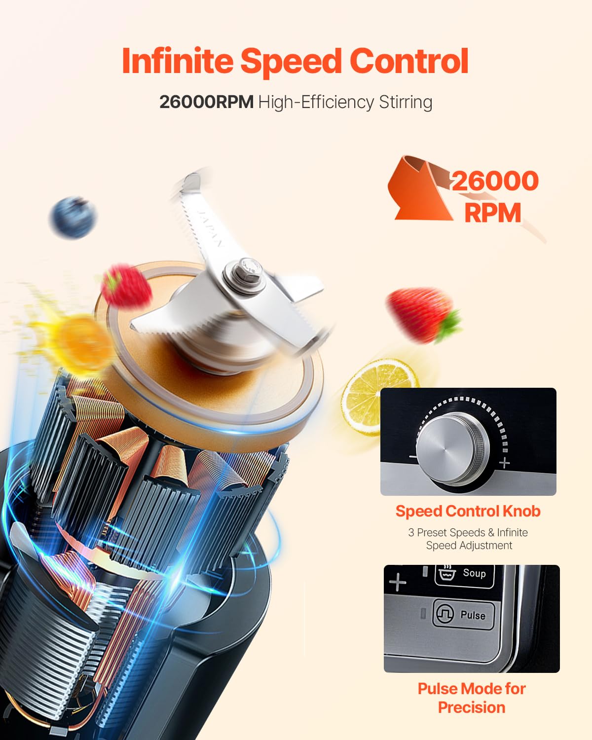 VEVOR Blender for Smoothies, 85 oz 1400W, Professional Blender with Powerful Motor, Multi-Functional Food Processing with Noise Cover for Smoothie/Milkshake/Juice, Fits for Kitchen