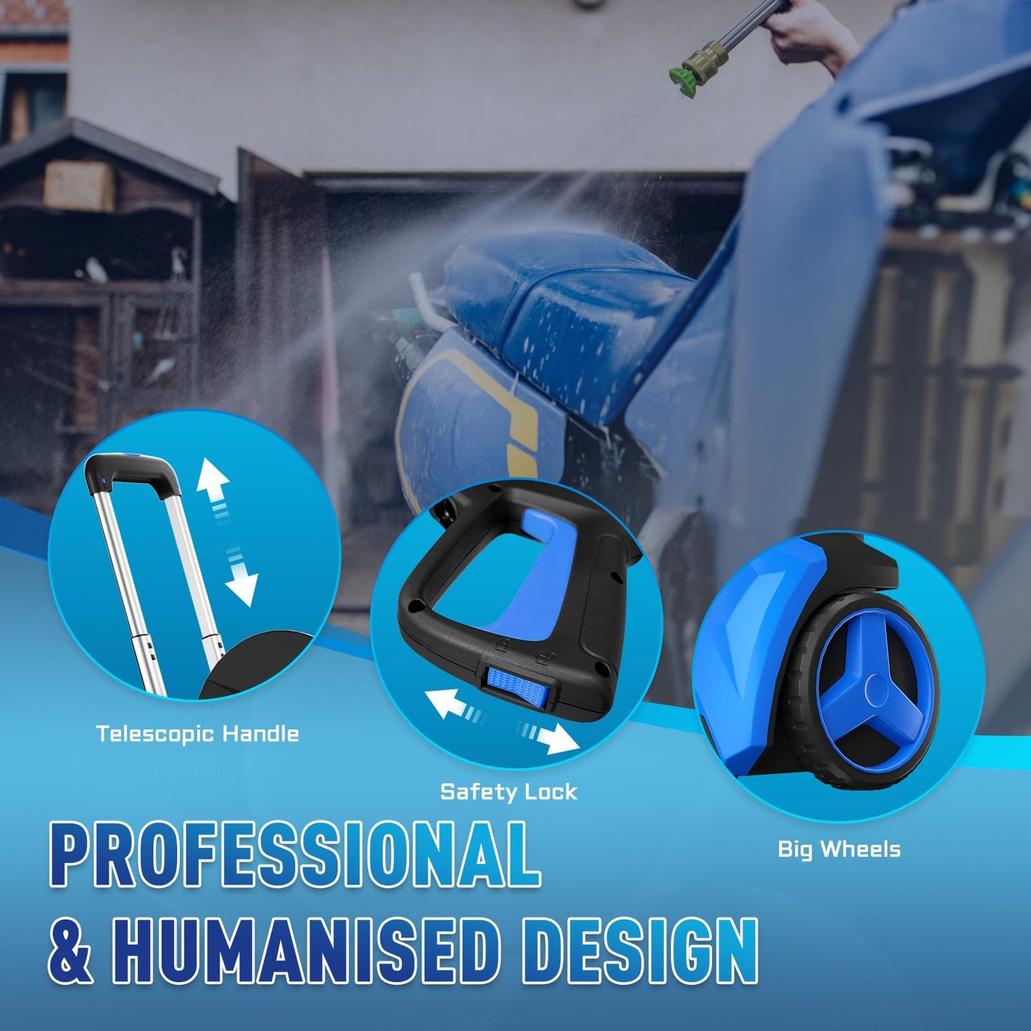 LeHao Pressure Washer 5000PSI-Max 3.5GPM Power Washer Touch Screen Adjustable Pressure,4 Nozzles and 500ml Foam Cannon Power Washer Cleaning for Cars/Fences/Driveways/Patios/Home Cleaning