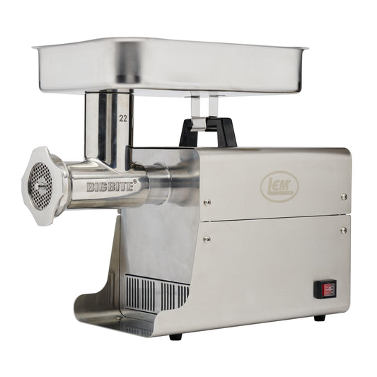 LEM Products BigBite #22 Meat Grinder, 1.0 HP Stainless Steel Electric Meat Grinder Machine, Ideal for Heavy Use