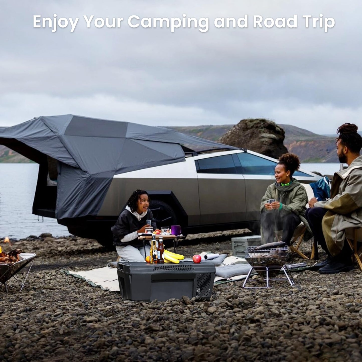 Car Refrigerator for Tesla Cybertruck, 25L Tesla Cybertruck Trunk Fridge with APP Control, Cybertruck Freezer Compressor Electric Cooler for Outdoor Camping Road Trip