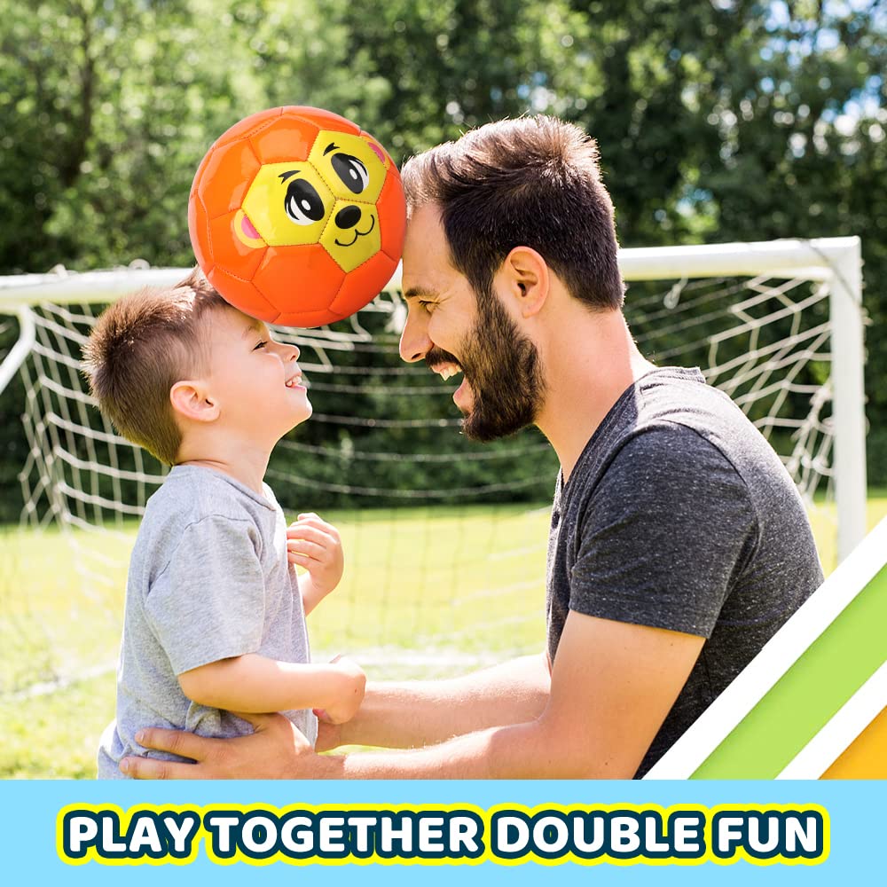 Dilabnba Mini Soccer Balls for Kids Toddlers 6-12 Months, 6'' Bouncy Soccer Footballs Sport Gear, Cute Little Animal Face Balls, Cool Soft Ball Gift for Girls Boys 2 3 4 5 6 7(3 PCS)