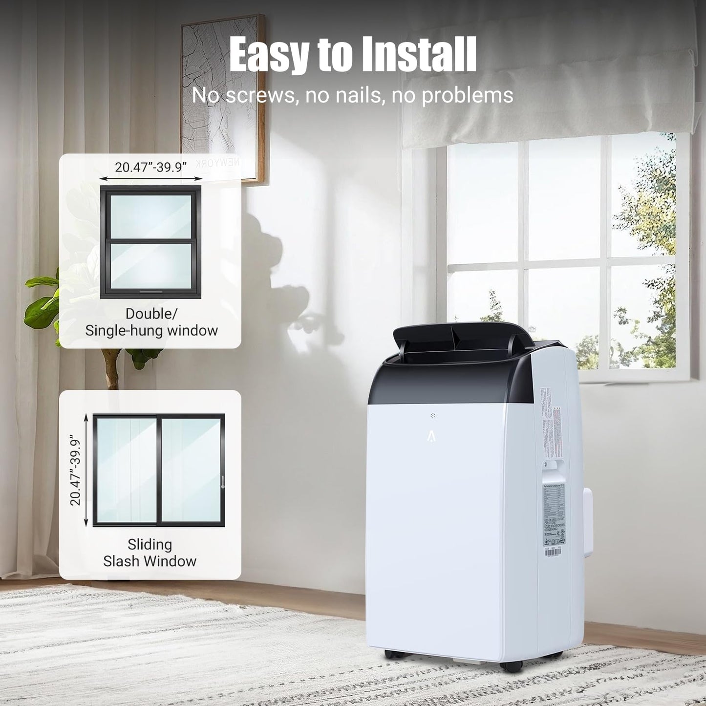 Hipicute 14000 BTU Portable Air Conditioners with Remote Control, 3-in-1 Free Standing Cooling AC Unit with Fan & Dehumidifier, Cools Room up 750 Sq. Ft, 24H Timer, Window Mount Exhaust Kit