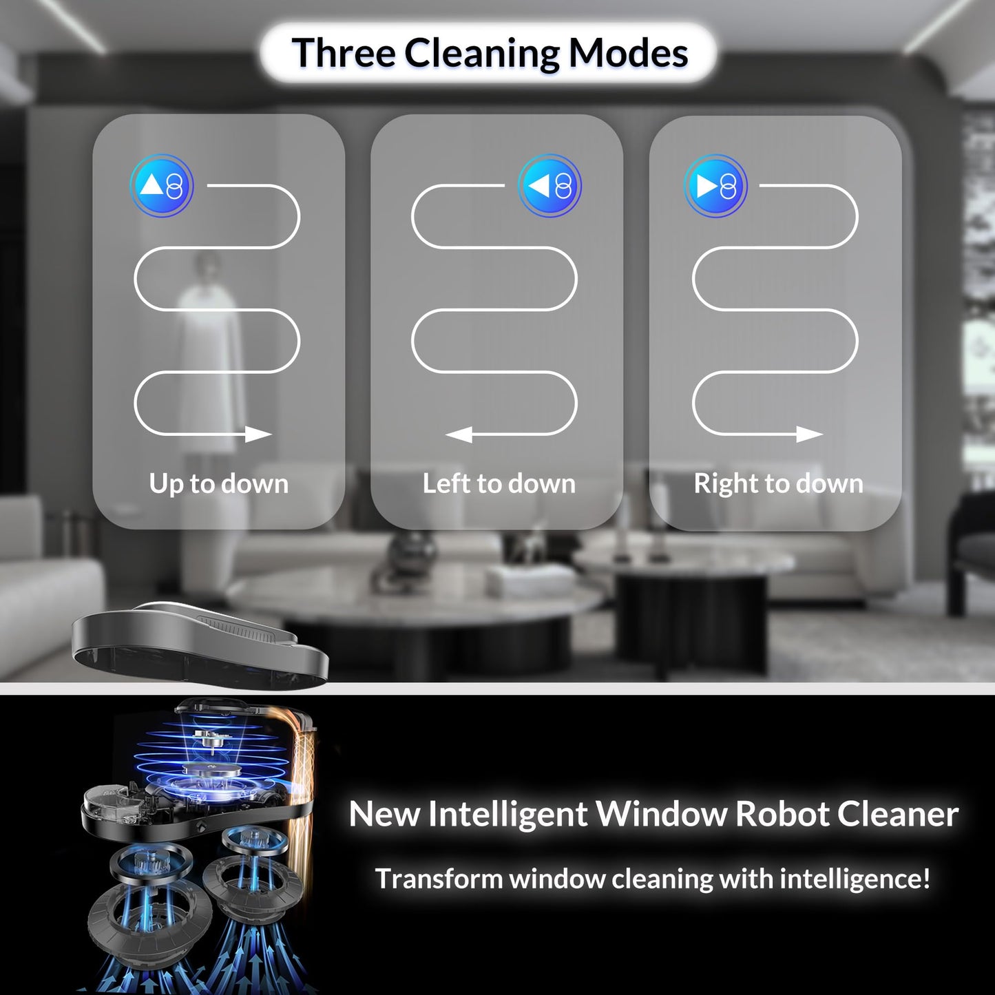 Smart Winbot,Window Cleaning Robot with Dual Water Spray, Automatic Window Cleaner Robot for Windows/Tiles/Glass Door,3000Pa Suction Power, Edge Detection Technology,APP&Remote Control Washer
