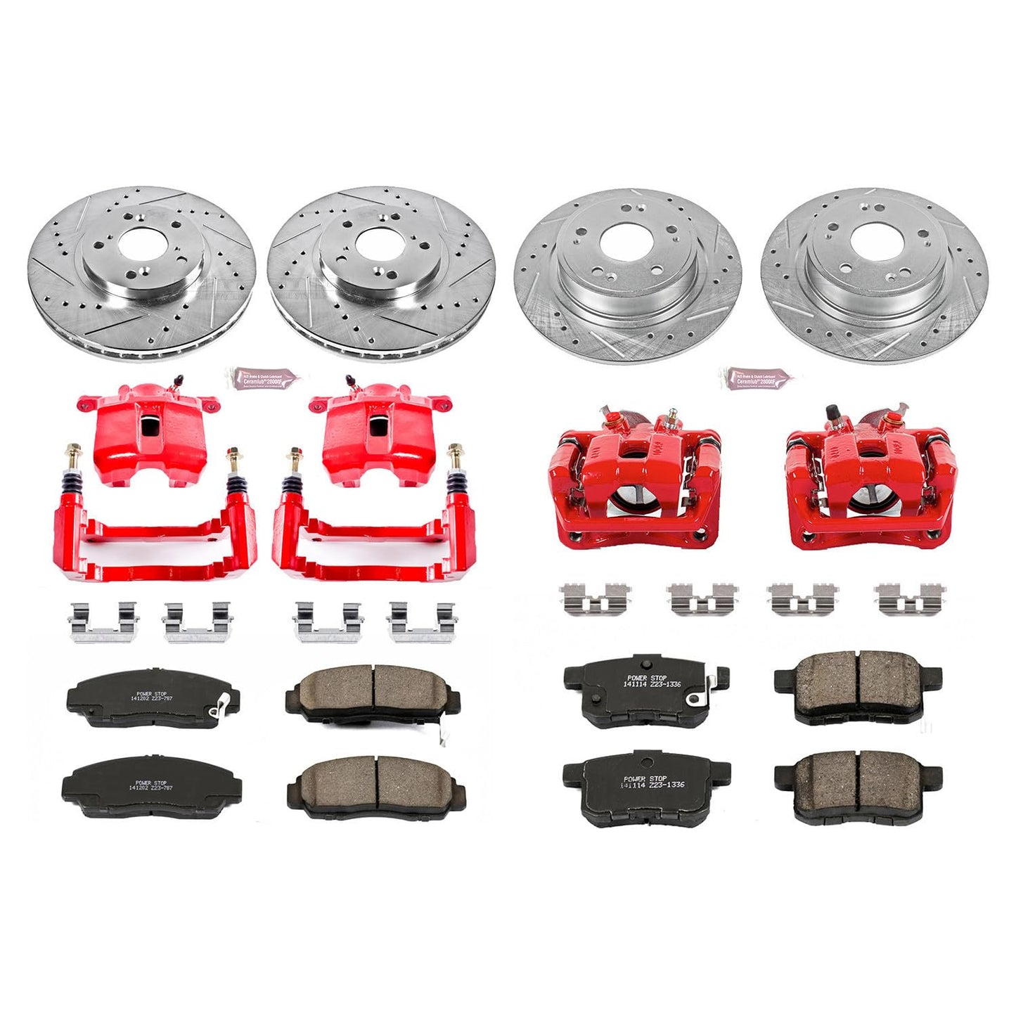 Power Stop KC2742 1-Click Performance Brake Kit with Caliper For Acura TSX 2009-2010, Honda Accord 2008-2010 [Model Specific]