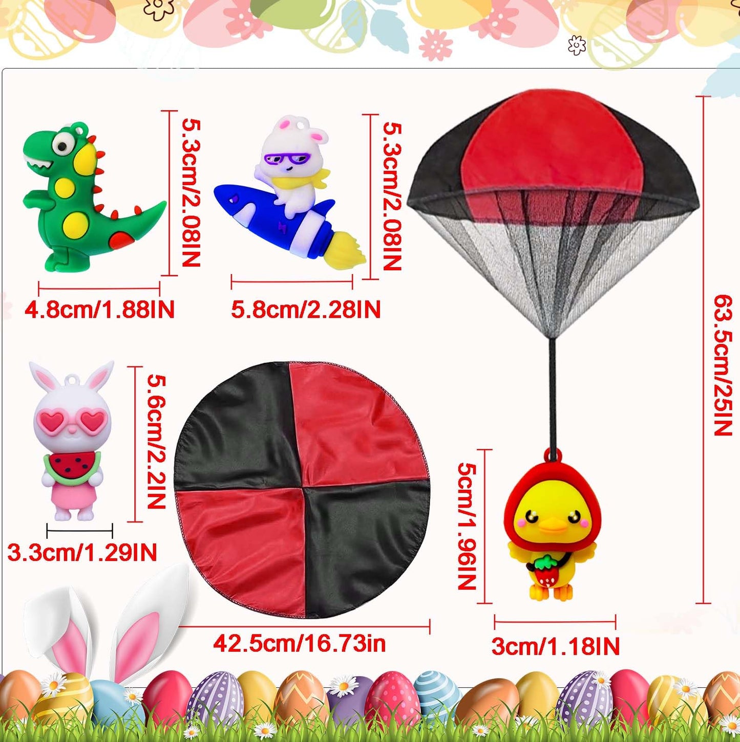 Easter Egg Fillers & Basket Stuffer Essentials for Teens Kids - 4Pack Prefilled Easter Eggs with Parachute Toys, Treasure Box Toys for Classroom Boys Girls, Egg Hunt Party Supplies, Carnival Prizes