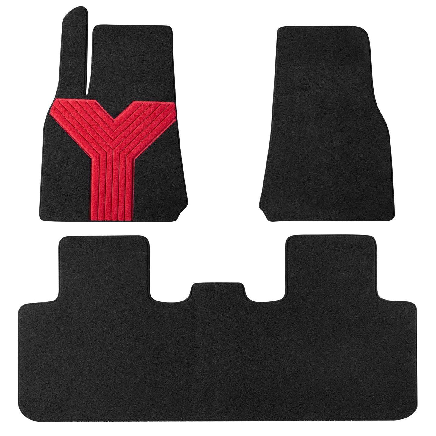PEIDER-X Car Floor Mats for Tesla Model Y 2021-2024, Nylon Car Floor Mats, All Weather Protector Automotive, Front & Rear Seat Car Rug 3PCS