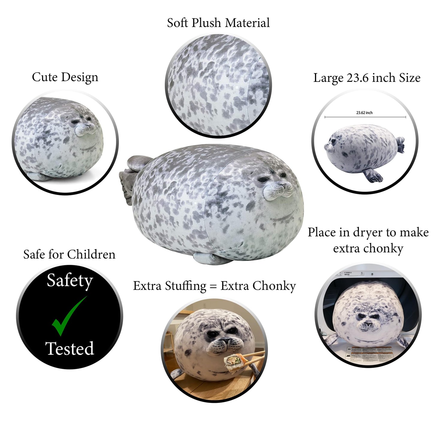 Pineapple Plush Seal Pillow, Giant Stuffed Animal Plushie, Stuffed Seal Plushy Squish Plush Toys, Jumbo Cute Plushies Large Stuffed Animals for Girls, Boys, Kids (23.6 inch)