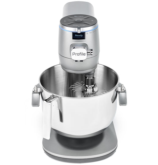 GE Profile Smart Stand Mixer w/Built-In Smart Scale & Auto Sense Technology, 7qt Stainless Steel Bowl, 11 Speed l Dough Hook, Beater, 11-wire whip l works w/Amazon Alexa & Google Home l Mineral Silver