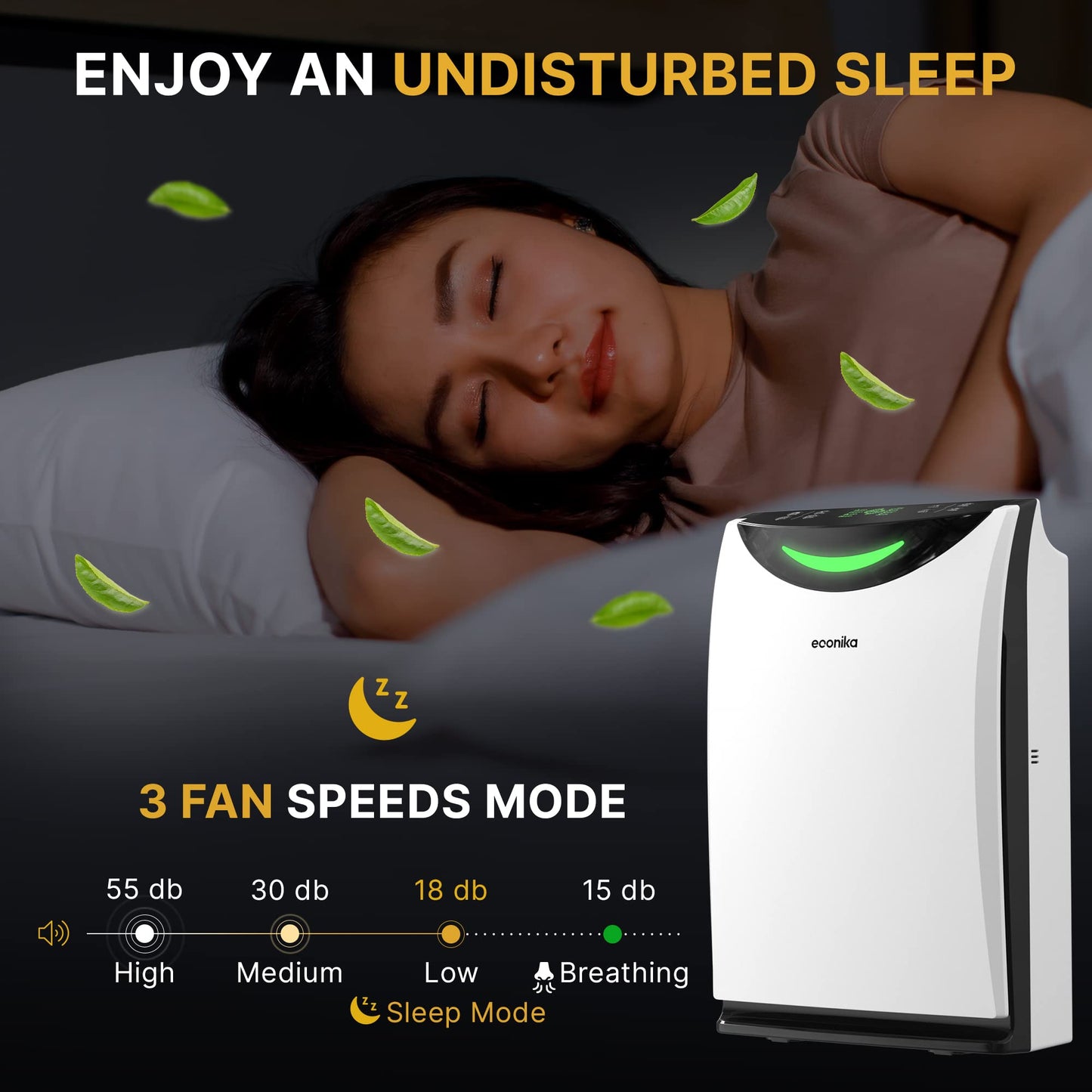 Econika Air Purifier and Humidifier Combo – HEPA Air Purifier with UV Light, Quiet for Bedroom and Living Room – Whole House Large Room Cleaner