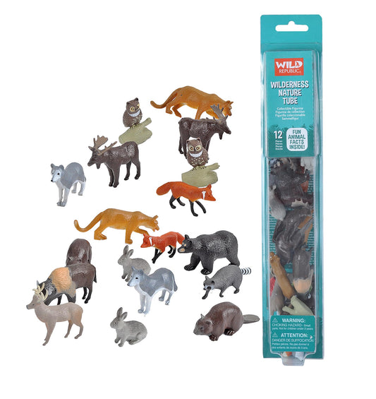 Wild Republic Wilderness Nature Tube, Woodland Animals, Forest Animal Figures, Kids Gifts, Educational Toys, 12-Pieces