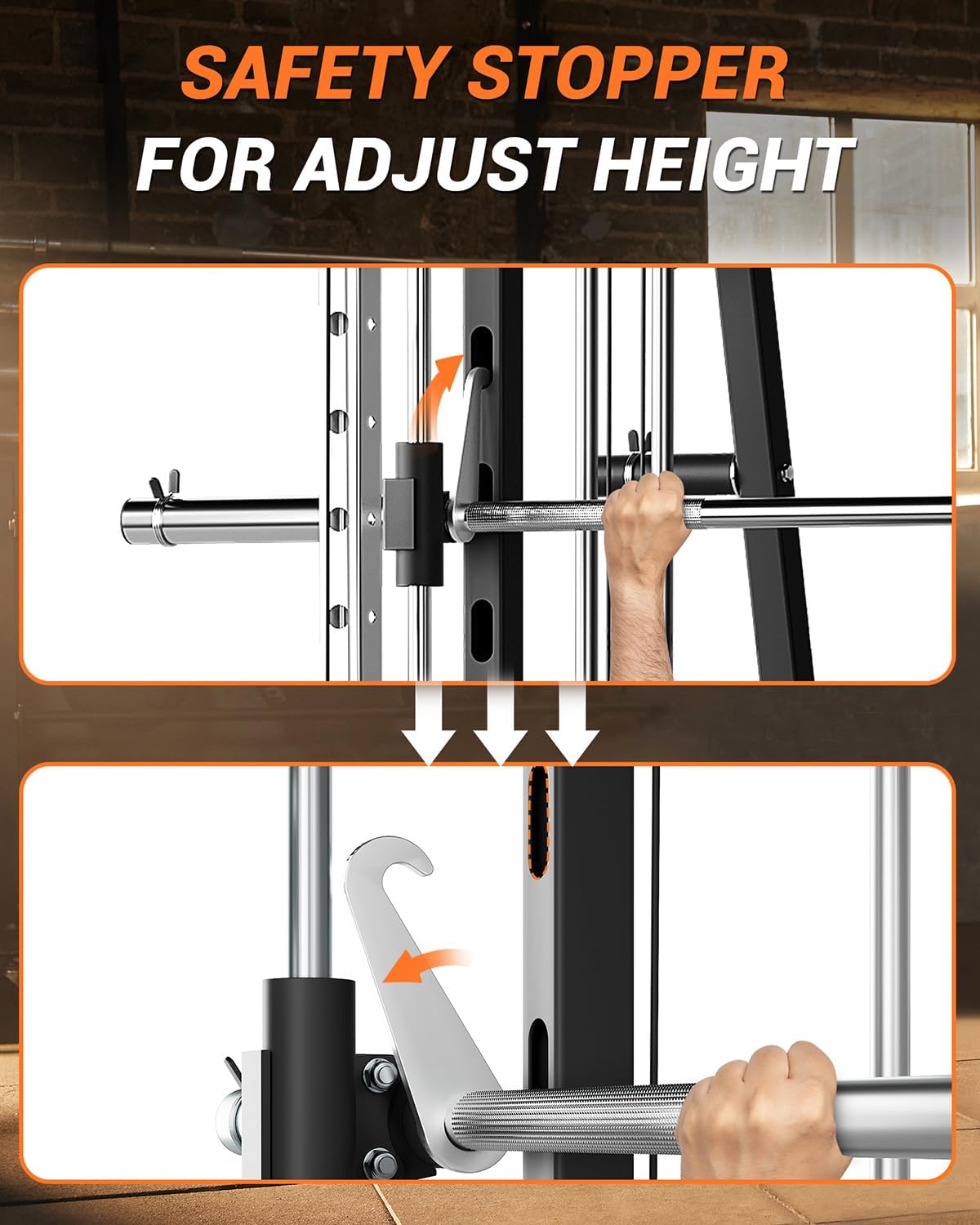 Smith Machines Home Gym with Bench, Squat Rack with Weight Bar, Dual LAT Pull-Down Systems & Cable Crossover Machine for Full-Body Workouts Training, Red & Black