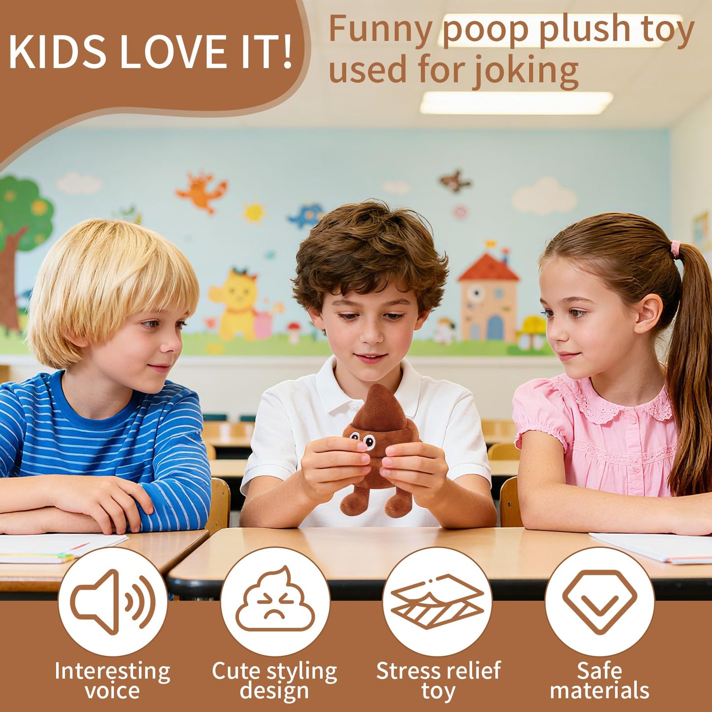 Funny Farting Poop Plush Toy,30 Hilarious Fart Sounds Dammit Pranks Doll,Perfect Gag Gift,Pets,and Pranks for Poop Emoji Party Decorations,Fart Noise Maker Machine Stuffed Animal
